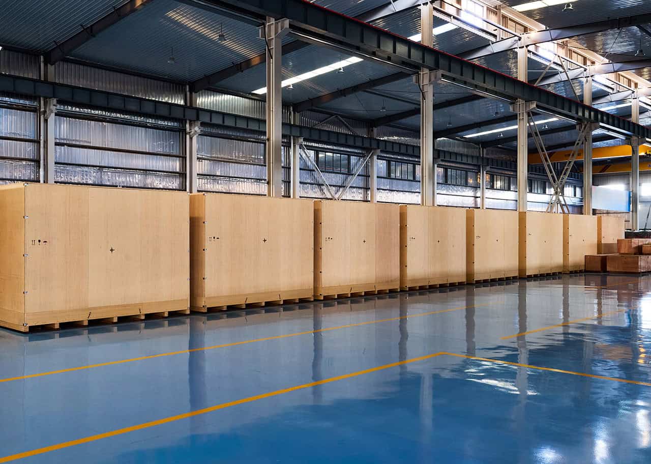 Transformer equipment prepared for shipment